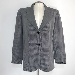 Vintage Pendleton Women's Birds Eye Black and White Two Button Blazer Size 12